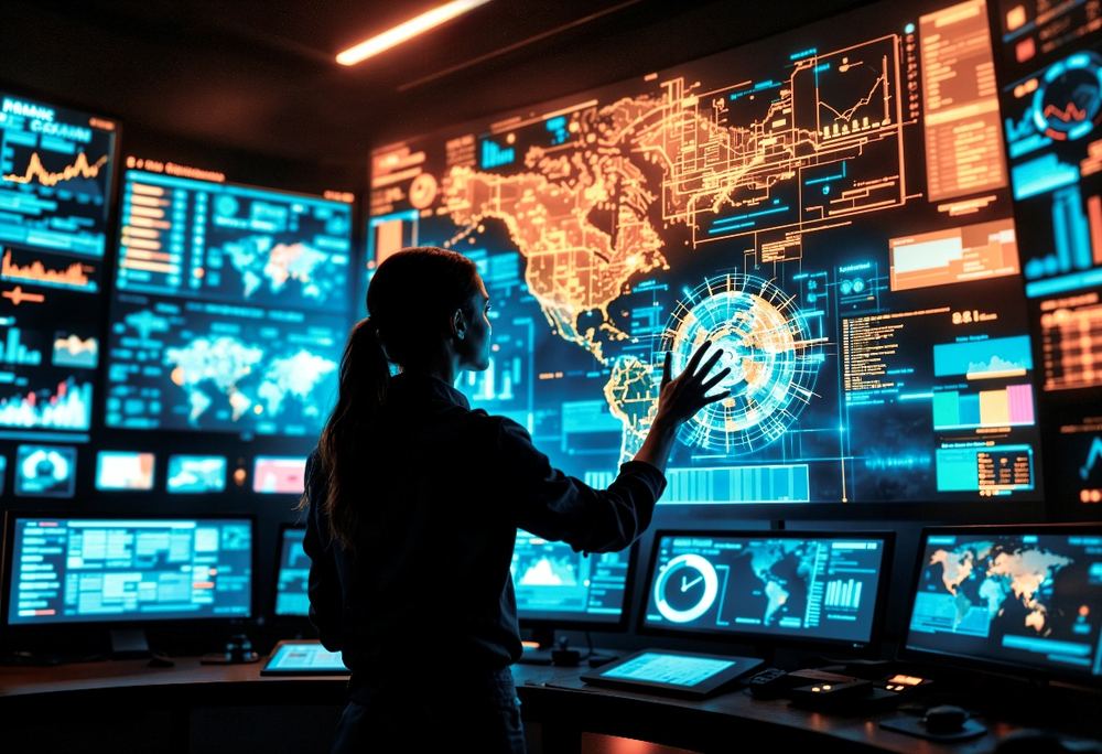 Analyst monitoring information security dashboards, representing ISO 27001 information security management