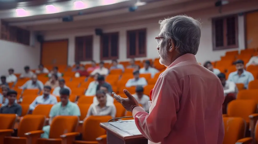 Trainer addressing delegates in a lecture hall during an ISO lead auditor training course